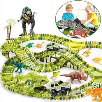 autodráha VELKÁ AUTODRÁHA ZÁVODNÍ PARKOVIŠTĚ DINOSAURŮ KREATIVNÍ DRÁHA 324 DÍLKŮ