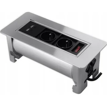 Elektrická zásuvka Spacetronik stříbrná stolní USB Elektrická Zásuvka
