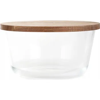 Dóza na potraviny Skleněná dóza MAIRA s dřevěným víkem M 23x12 cm HOMLA