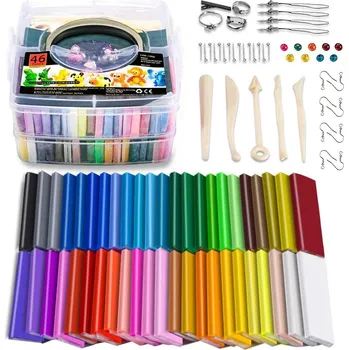 Modelovací hmota 46dílná VELKÁ SADA HMOTA PĚNOVÁ PLASTELÍNA POLYMEROVÁ HMOTA Dárky pro děti