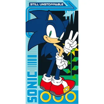 OSUŠKA PRO DĚTI PLÁŽOVÁ MODRÁ SONIC HEDGEDOG 140 X 70 CM