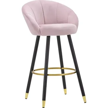 Barová židle Sametová barová židle Prague růžová