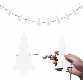 Vánoční dekorace Vánoční girlanda Stromečky 220 cm Dřevěná dekorace na stromeček i do bytu