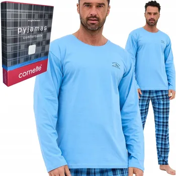 Pánské pyžamo Pánské pyžamo Cornette 124/310 Ready vel. S (44) bavlněné, kostkované kalhoty