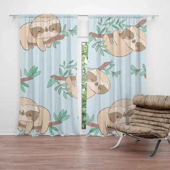 Závěs Sablio Závěs Lenochodi na větvi: 2ks 140x250cm