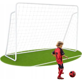 Sportovní branka FOTBALOVÁ BRANKA PRO DĚTI VELKÁ KOVOVÁ SÍŤ KOLÍKY 240x160 cm