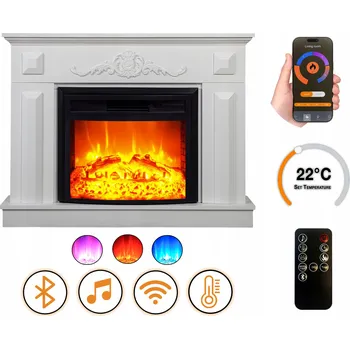 Přímotop Elektrický krb DLC Home volně stojící s Bluetooth reproduktorem Puglia EF4