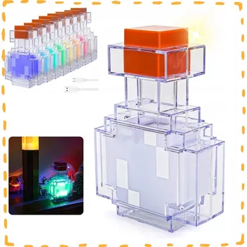 Lampička NOČNÍ LAMPA MINECRAFT 8 BAREV LED USB 500MAH DÁREK PRO FANOUŠKY