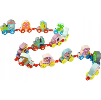 Vláček a vláčkodráha Vláček vagóny s čísly, vlak, dřevo