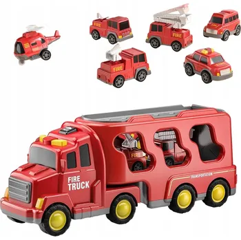 autíčko VELKÁ SADA HASIČSKÉHO AUTA AUTOPŘEPRAVNÍK 7v1 ZVUK SVĚTLO AUTÍČKA TIR WOOPIE