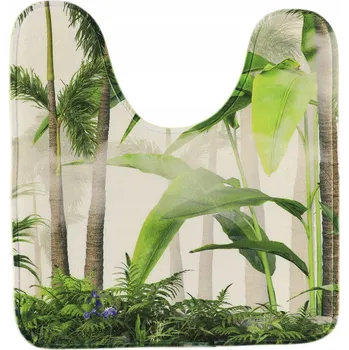 Koupelnová předložka Absorpční podložka s výřezem 45x50 cm Polyester s motivem listů Tropical Kobereček Koberec