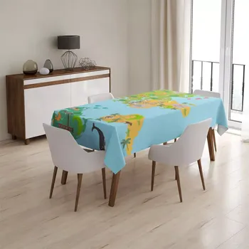 ubrus Sablio Ubrus Zvířecí mapa světa - 130x130 cm