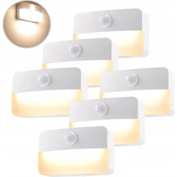 Lampička LED NOČNÍ LAMPA SE SOUMRAKOVÝM SENZOREM, BATERIE, SAMOLEPICÍ 6 KS, TEPLÁ