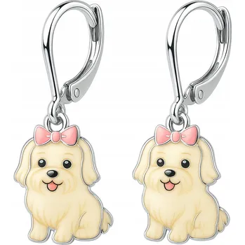 Náušnice Stříbrné náušnice pejsci maltézáčci anglického typu stříbro o ryzosti 925