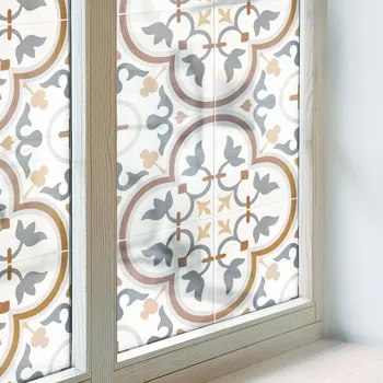 Okenní dekorace Samolepicí Fólie na Okno Dekorativní Ornamenty dlaždic 100x100 cm