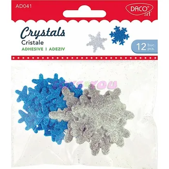 Vánoce Vločky AD041 glitrové samolepící 12 ks