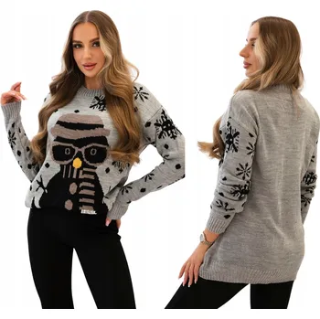 Dámský svetr Vánoční svetr se sněhulákem šedý univerzální