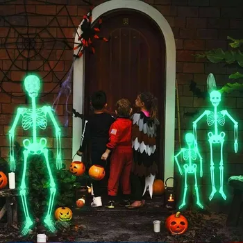 Party dekorace Svítící kostra na Halloween, závěsná ozdoba výzdoba domu, sada 2 ks