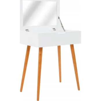 Toaletní stolek Toaletní Stolek se zrcadlem a přihrádkami na šperky, bílá a hnědá, 60 x 40 x 75 cm