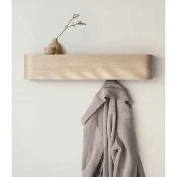 Věšák DŘEVĚNÝ VĚŠÁK NA ZEĎ S UKRYTÝMI HÁČKY A POLIČKOU DO PŘEDSÍNĚ