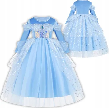 Karnevalový kostým KOSTÝM ELSA ŠATY PRINCEZNY PŘEVLEK ELZA LEDOVÉ KRÁLOVSTVÍ NA PLES 140 146