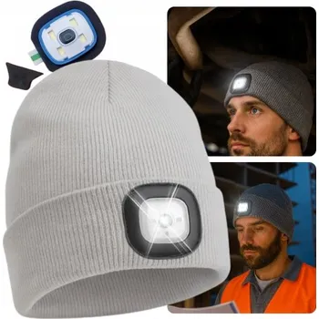 Čepice PRACOVNÍ ZIMNÍ ČEPICE S LED ČELOVKOU A USB NABÍJENÍM - TEPLÁ A SILNÁ