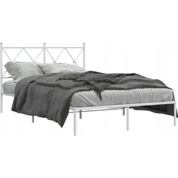 Postel Bílý kovový rám postele 196 x 125 x 90,5 cm s úložným prostorem