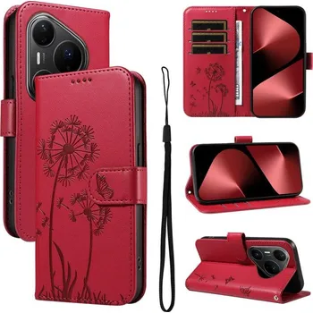 Pouzdro na tablet VSECHNONAMOBIL 129476 ART DANDELION Peněženkové pouzdro pro Huawei Pura 80 Pro červené