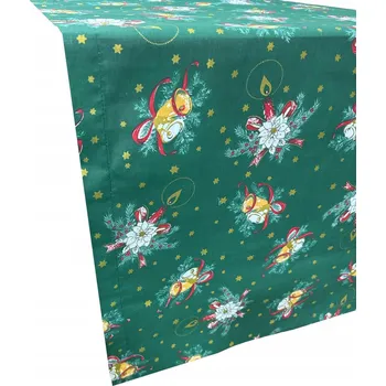 ubrus VÁNOČNÍ BĚHOUN NA STŮL 160X40 cm 100% BAVLNA VÁNOČNÍ SVÁTKY OPAKOVANĚ POUŽITELNÝ