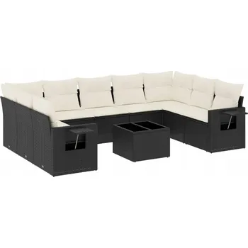 Modulární zahradní nábytek z PE ratanu, černý, rozměry 55