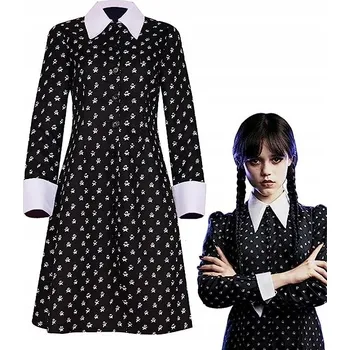 Karnevalový kostým ŠATY WEDNESDAY ADAMS KOSTÝM VZORY XL