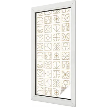 Okenní dekorace Dekorativní mléčná okenní Fólie s motivem květinové symetrie, vitrážový vzhled, 50x116 cm