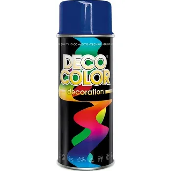 barva a nátěr na dřevo Lak ve spreji Deco Color rozpouštědlový modrý lesk 0,40 l