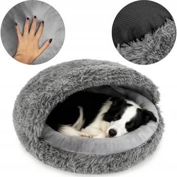 Pelíšek pro psa Dogguru psí bouda šedá 80 cm x 80 cm