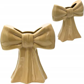 Váza Keramická váza béžová s mašlí 24x13,5x25,5 cm dekorativní