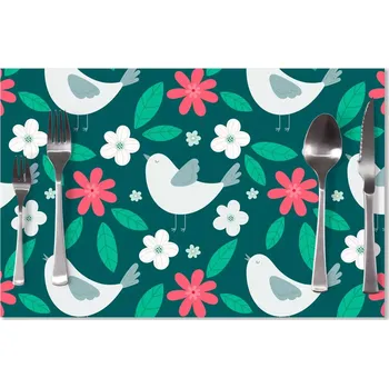 prostírání Sablio Prostírání Červené kvítí s ptáčky: 40x30cm