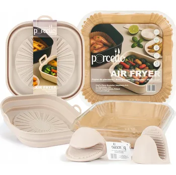 Jednorázové nádobí Organizér do horkovzdušné fritézy papírová + silikonová forma na pečení / papírové tácky