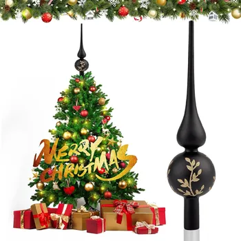 Vánoční dekorace ŠPIČKA NA VÁNOČNÍ STROMEK SKLENĚNÁ 26 CM ČERNÁ ELEGANTNÍ VÁNOČNÍ DEKORACE