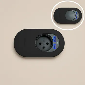 Elektrická zásuvka IBCONNECT Elektrická zásuvka ORBIT 1x 230V + 2x USB A-C / Černá matná