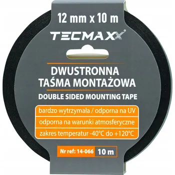 Lepicí páska TECMAXX - OBOUSTRANNÁ MONTÁŽNÍ PÁSKA PE - ČERNÁ - 12 MM x 10 M