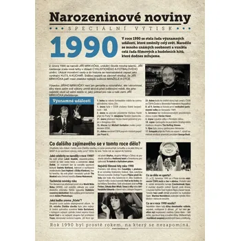 Narozeninové noviny 1990 s vlastním textem a fotografií S fotografií a textem