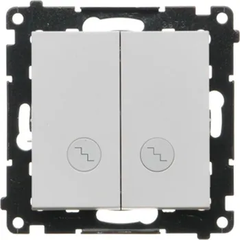 vypínač Vypínač střídavý 2 násobný, s orientačním LED podsvětlením, řazení, Simon 55 TW6/2L2.01/114, šedá světlá