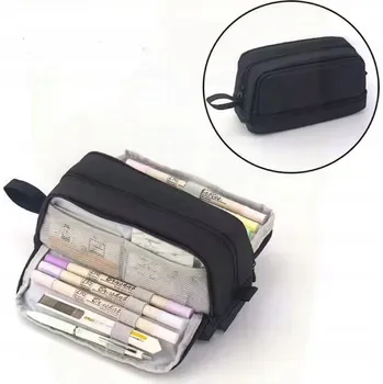 Penál ŠKOLNÍ PENÁL ČTYŘKOMOROVÝ 3v1 MULTIFUNKČNÍ ČERNÝ