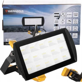 Přenosný LED reflektor s klipem 45W studený bílý IP65