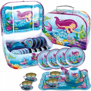 Obraz VELKÁ SADA NA ČAJ KÁVU PRO DĚTI V KUFRÍKU, KÁVOVÝ SERVIS, ŠÁLKY XL