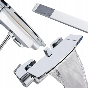 Vodovodní baterie Jednopáková nástěnná vanová a sprchová baterie Ari Waterfall, stříbrná