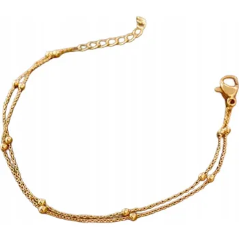 Náramek Náramek na kotník zlatý NEREZOVÁ OCEL kuličky dvojitý ocelový
