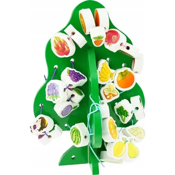 Dřevěná hračka Vzdělávací strom s korálky K navlékání