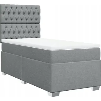 Postel Kontinentální postel světle šedá 200 x 90 x 140,5/150,5 cm s matrací 90 x 2