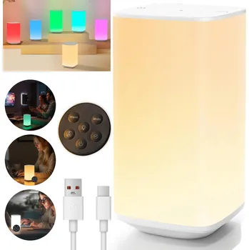 Lampička NOČNÍ LAMPA STOLNÍ RGB LED DOTYKOVÁ BAREVNÁ S DÁLKOVÝ OVLADAČ A ČASOVAČEM